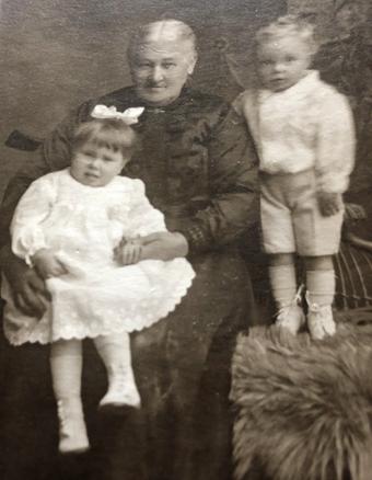 Margaret Adams with her great grandchildren. Credit: Courtesy of Arthur and Marjory Carnegie