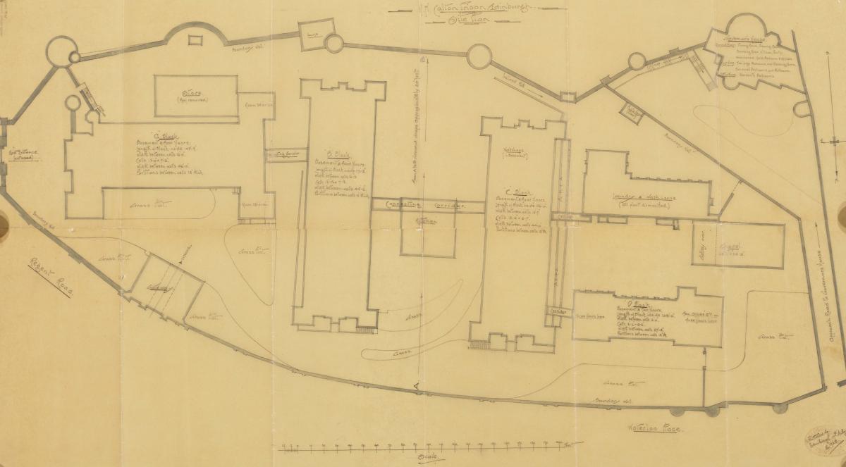 An architectural site plan of Calton Prison, 1928. NRS, RHP43986.