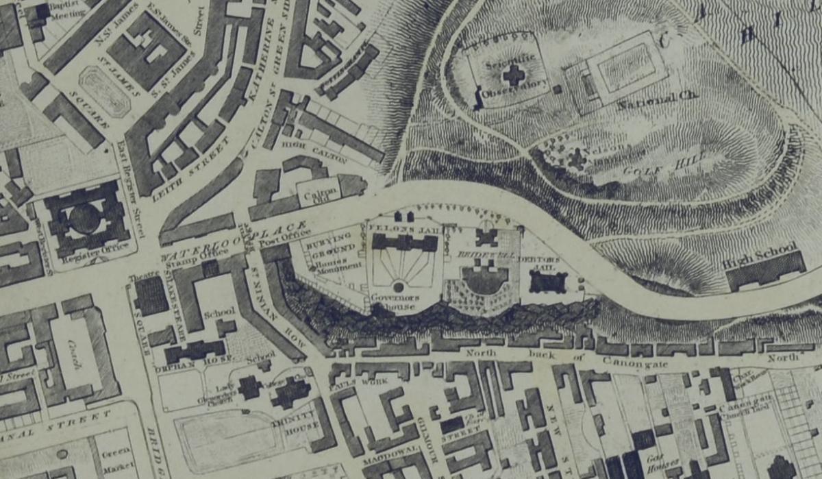 Detail from John Wood's 1820 plan of Edinburgh City. NRS, RHP13044/16