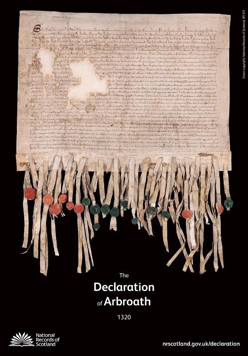 Image of the Declaration of Arbroath poster. Crown copyright, National Records of Scotland