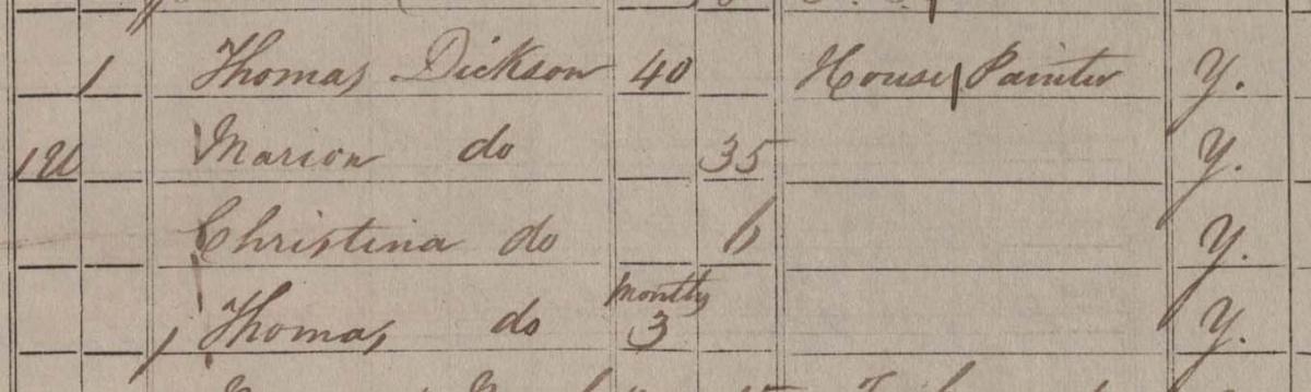 The Dickson family enumerated in the 1841 census Crown copyright, National Records of Scotland, 1841 census, 685/1 6 page 1