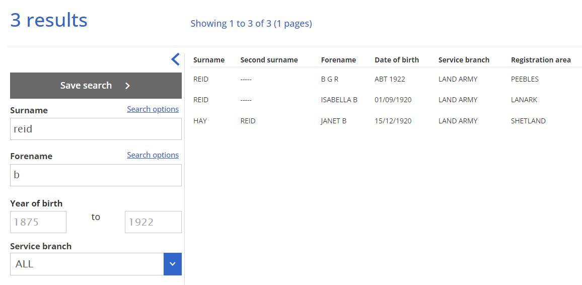 ScotlandsPeople results for 'B' Reid