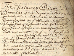 Introductory clause of Isobell Campbells testament dative, 1738, NAS ref. CC12/3/4 p29