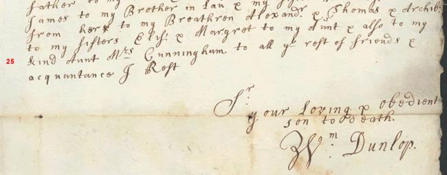 Lines 23-30 of a letter written by William Dunlop in 1681, Mitchell Library reference DC14