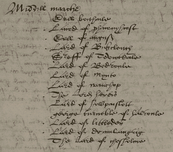 Extract from the Privy Council records, 1587 (National Records of Scotland, PC8/1 page 5).