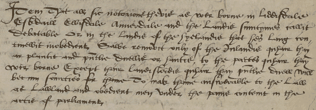 Extract from the Privy Council records, 1587 (National Records of Scotland, PC8/1 page 3).