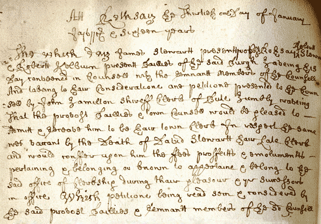 Extract from the Rothesay Town Council Minutes, 1716 (Argyll and Bute Council Archives, BR1/2.