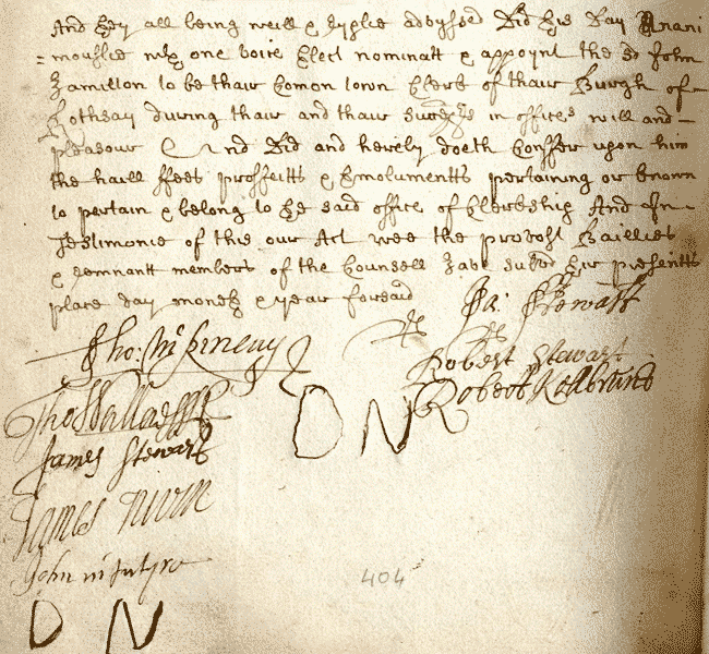 Extract from the Rothesay Town Council Minutes, 1716 (Argyll and Bute Council Archives, BR1/2.