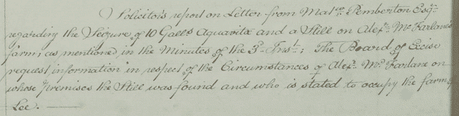 Passage from the minute books of the Scottish Excise Board, 1815 (National Records of Scotland, CE2/30 page 48).