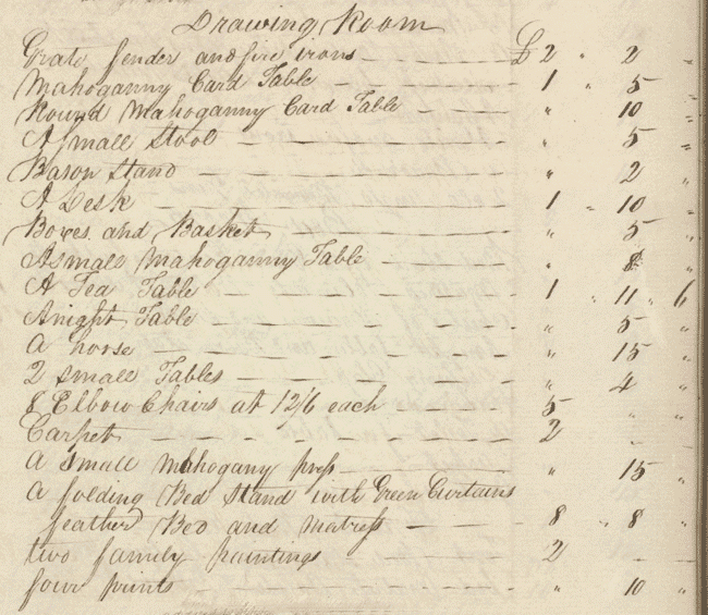Extract from inventory of the goods and gear of Adam Ferguson, 1816 (National Records of Scotland CC20/7/8 page 581).