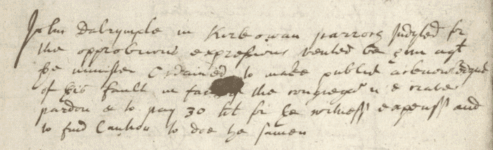 Passage from Circuit Court Minute Books of the High Court of Justiciary, and dates to 1683 (National Records of Scotland, JC10/3 page 95).