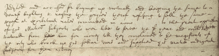 Excerpt from the Porteous Roll for Edinburgh, contained in the High Court of Justiciary process papers, 1679 (National Records of Scotland, JC26/51/5 page 2).