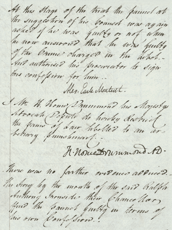Passage from High Court book of adjournal, 1819 (National Records of Scotland, JC13/47 page 59).