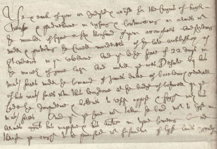 Passage from the Porteous and traistis roll of Ayr, 12 September 1679 (National Records of Scotland, JC26/53/4 page 2).