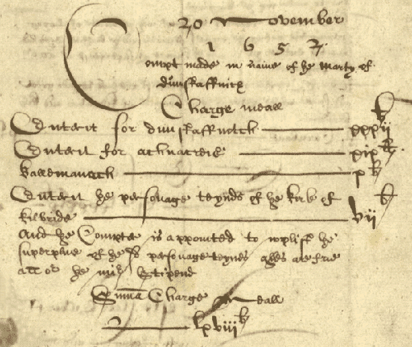 Rental of Dunstaffnage, 1652 (National Records of Scotland, RH11/6/3).