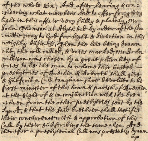 Image of the minutes of the Synod of Angus and Mearns, 1703 (National Records of Scotland, CH2/12/1 page 159). 