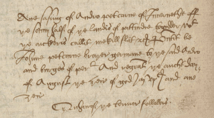 Image of the introductory clause of a sasine (National Records of Scotland, RS48/1 page 10).