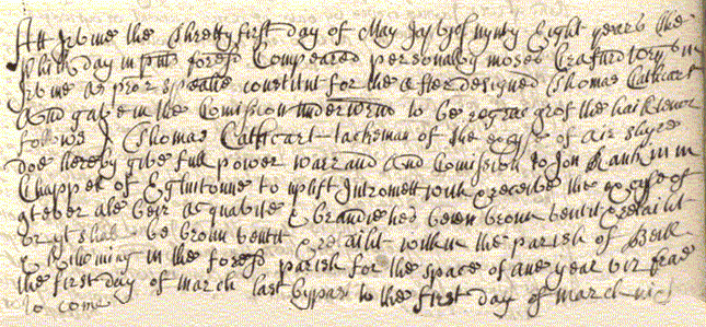 Image of part of a deed recorded in the bailliary court of Cunninghame, 1698 (National Records of Scotland, RH11/19/8 page 83).