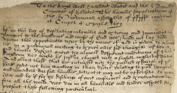 Image of extract from the minutes of the Synod of Fife, 1651 (National Records of Scotland, CH2/154/2/1 page 227).