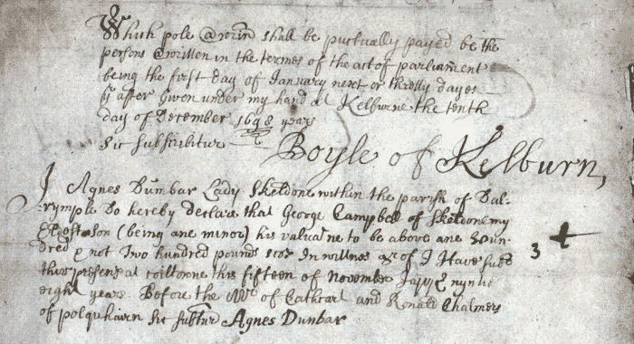 Image of an extract from the poll tax records of Largs parish (National Records of Scotland).