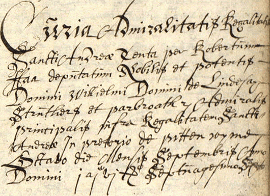 Sederunt of St Andrew's Admiralty Court (National Records of Scotland, RH11/61/1 page 22).