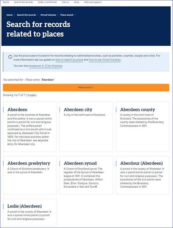 Aberdeen place search results