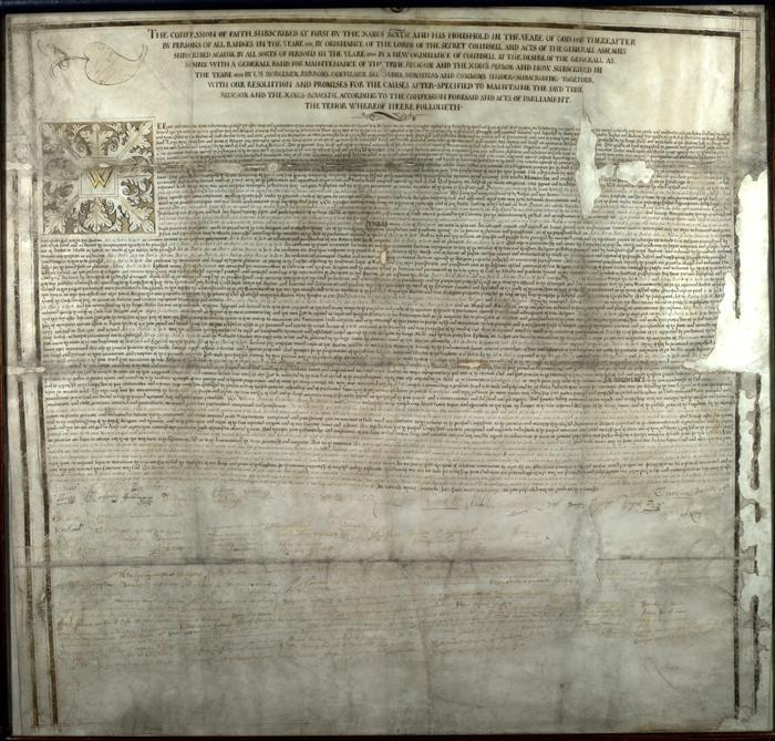 National Covenant which was signed in protest against Charles I’s religious reforms in Scotland. Copies were sent to every corner of Scotland. NRS, GD40/12/2.