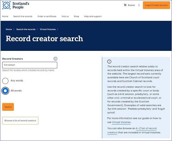 Record creator search