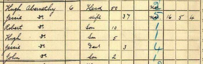 Abernethy enumerated in 1911 census. NRS 644/8 18/13
