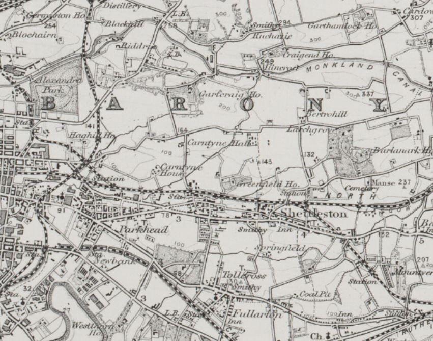 Map showing Barony area of Glasgow. NRS RHP5641/1/4