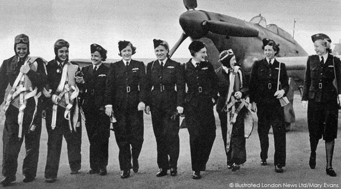 "ATA girls" in front of a Hawker Hurricane. First Officer Audrey Sale-Barker is at the far right of the image. Credit: Mary Evans Picture Library