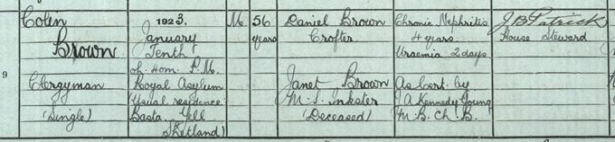 Colin Brown’s death entry.