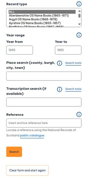 Screenshot of Search OS Name Books form