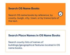 Screenshot of two OS Name Books search forms