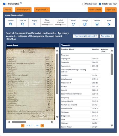 Example of transcription image in ‘Side by side view’.