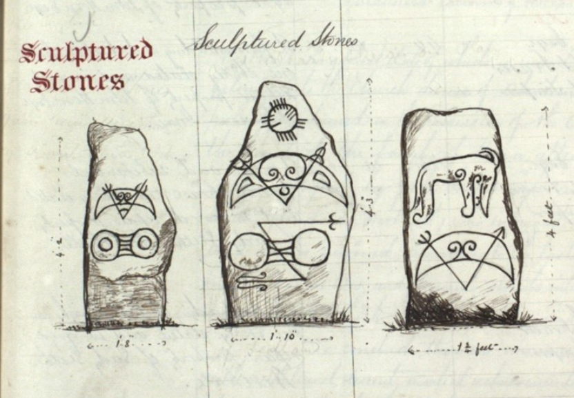 Three sculptured stones from Aberdeenshire OS Name Books. Crown copyright, NRS, OS1/1/70 page 25