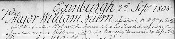 Birth entry for William Nairne. NRS, Old Parish Register of Births, 1808, 685/1 410 72