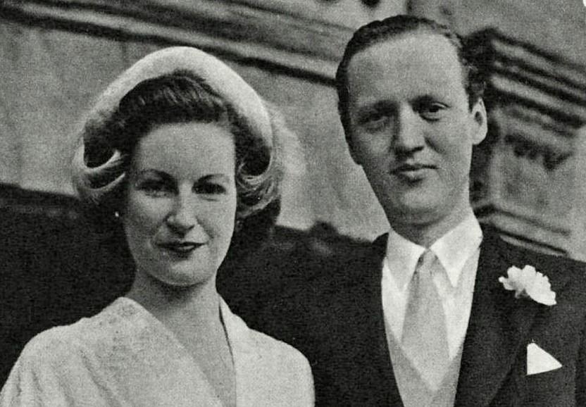 A photograph of Viscountess Anson and Prince Georg on their wedding day from The Illustrated London News 23rd September 1950. © Illustrated London News/Mary Evans Picture Library