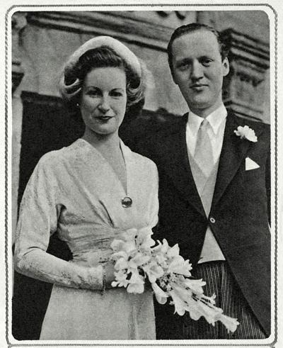 A photograph of Viscountess Anson and Prince Georg on their wedding day from The Illustrated London News 23rd September 1950. © Illustrated London News/Mary Evans Picture Library