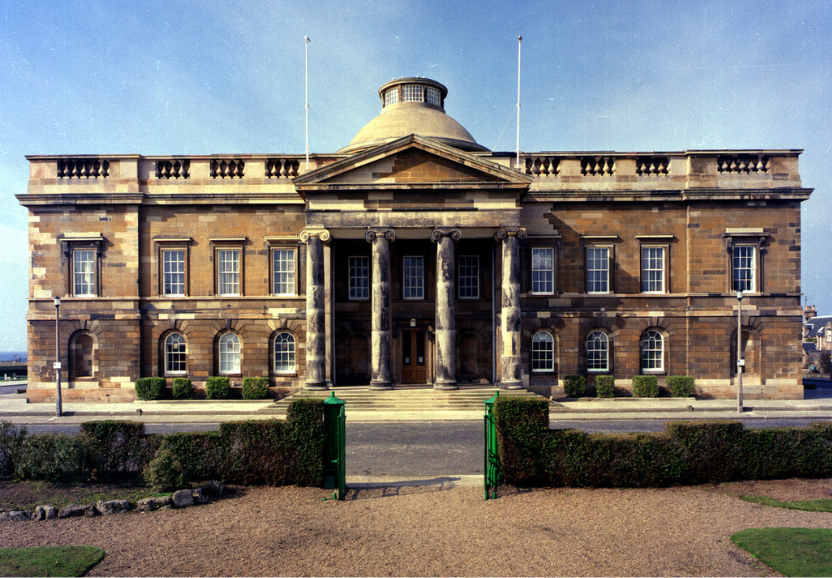 The building erected in the 19th century to imprison criminals. Today it is known as 'Ayr County Buildings'. Credit: SC336941 © Crown Copyright: HES