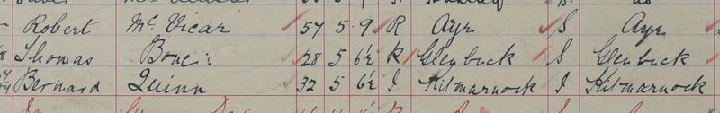 Details from Thomas Bone’s entry in the Ayr Prison Register Crown copyright, NRS, HH21/27/21 page 23