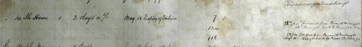 Details from The Inveraray Register of Criminal Prisoners listing John Campbell, John Duncan and William Dickson. Crown copyright, NRS, HH21/35/4 page 72