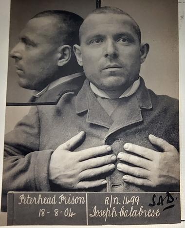 A photograph of Joseph Calabrese upon his reception to Peterhead prison in 1904 NRS, HH15/3