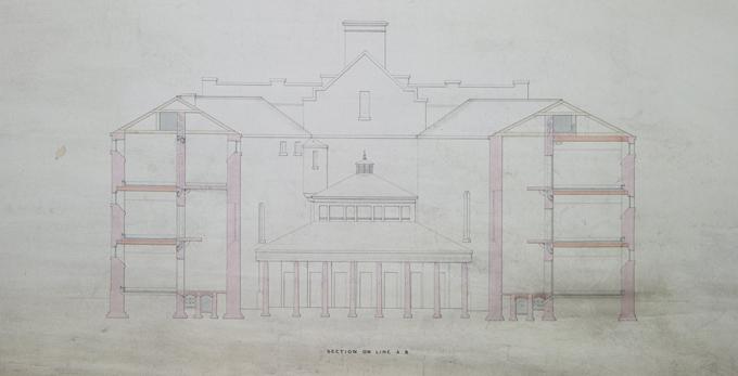 Architectural drawing by the architect Thomas Brown relating to proposed additions to Ayr prison, 1849 Crown copyright, NRS, RHP21332