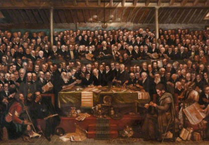 Painting of the Disruption in 1843 which formed the Free Church of Scotland, by David Octavius Hill. Image © reproduced with kind permission of the Free Church of Scotland