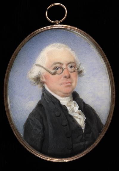 James Wilson painted by Jean Pierre Henri Elouis, c.1792. Watercolour on ivory, 6.7 x 5.2cm oval, Smithsonian American Art Museum, Museum purchase through the Catherine Walden Myer Fund, 1952.3.3