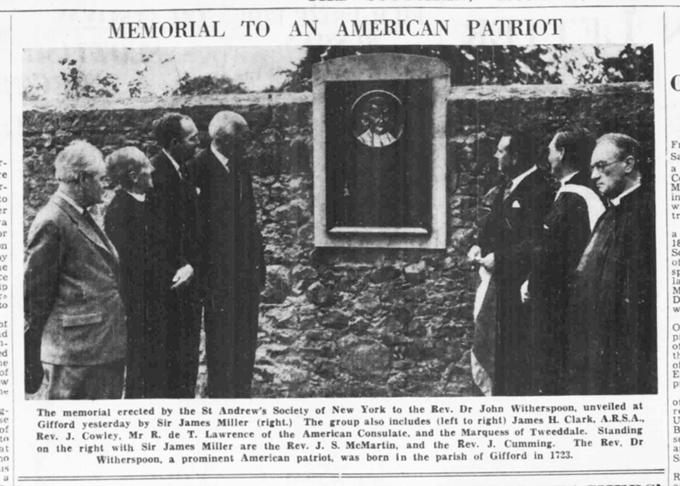 A photograph of the memorial being unveiled from The Scotsman, 29th August 1955. Courtesy of The Scotsman.