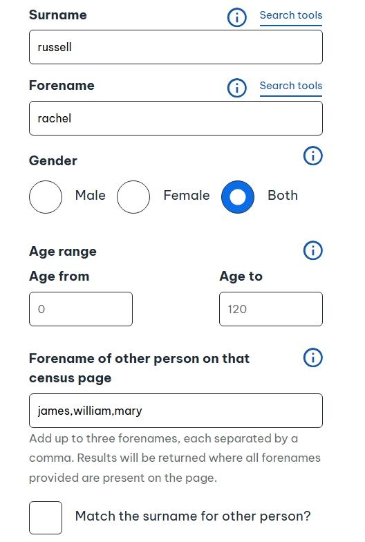 Forename of other person on census return