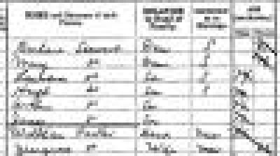 Detail from a page from the 1901 census