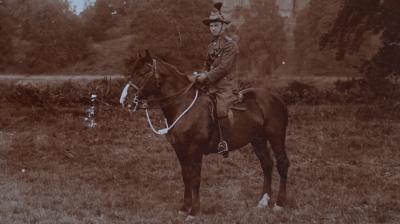 A photograph of Donald Fraser on a horse